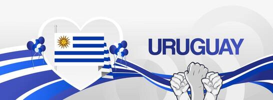 Beautiful abstract backgrounds for Uruguay National Day. Perfect for invitations and presentations, showcasing the flag and jubilant hands lifted in celebration. vector