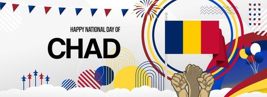 Enhance your Independence Day festivities with beautiful abstract designs featuring Chad flag colors. Versatile for invitations, cards, and promotional materials. vector