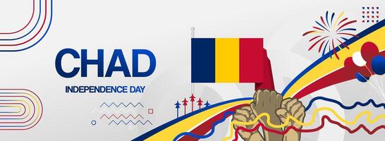 Celebrate Chad Independence Day with dynamic abstract backgrounds in national colors. Perfect for greeting cards, posters, and presentation slides. vector