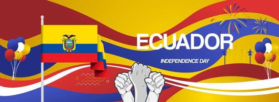 Commemorate Ecuador Independence Day with our eye-catching abstract designs. Suitable for greeting cards, posters, and presentations in the national colors. vector