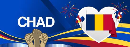 Beautiful abstract backgrounds for Chad's Independence Day, highlighting the flag's colors and raised hands. Suitable for various promotional materials. vector