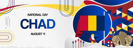 Unique abstract backgrounds celebrating Chad's Independence Day. Ideal for greeting cards, presentations, and billboards, showcasing the national colors. vector