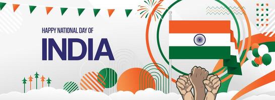 Unique abstract designs in the colors of the Indian flag for Independence Day. Perfect for invitations, posters, and celebration slides. vector