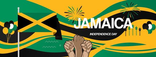 Celebrate Jamaica's Independence Day with striking abstract art designs. Perfect for invitations, sporting events, and captivating billboard promotions. vector