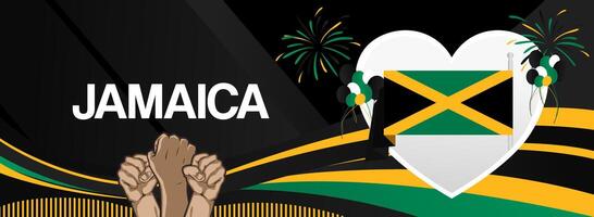 Unique abstract art designs for Jamaica's national day. Great for sporting events, invitations, and billboards to express your pride. vector