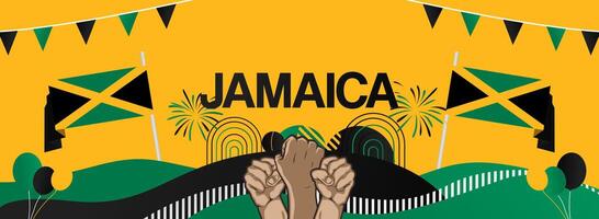 Vibrant abstract art designs for Jamaica's independence day. Ideal for sporting events, invitations, and billboards to showcase your spirit. vector