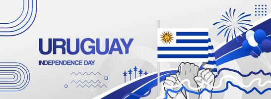 Celebrate Uruguay national day with a beautiful abstract design in the colors of the flag. Take advantage of this versatile greeting card for invitations, posters, or presentation slides. vector