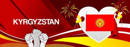 Stunning abstract designs for Kyrgyzstan Independence Day. Ideal for greeting cards and posters, showcasing the flag and enthusiastic celebration. vector