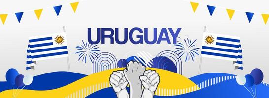 Honor Uruguay Independence Day with lively abstract designs. Ideal for invitations, posters, and presentations that feature the flag and embody the celebratory spirit. vector