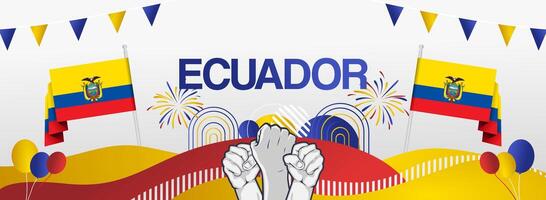 Beautiful abstract background designs that honor Ecuador Independence Day. Templates boast vibrant colors of the flag and uplifting illustrations, perfect for any event. vector