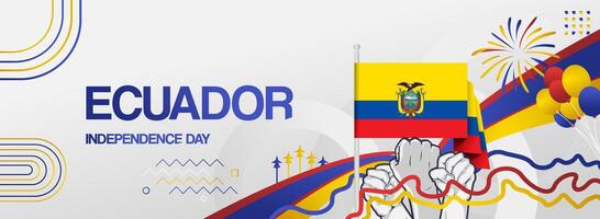 Vibrant designs for Ecuador Independence Day, featuring abstract backgrounds and typography. These are perfect for invitations, posters, and presentations. vector