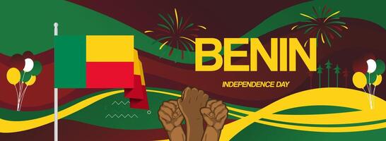 Unique abstract backgrounds that honor Benin Independence Day. Ideal for greeting cards, posters, and invitations that incorporate the colors and typography of the national flag. vector