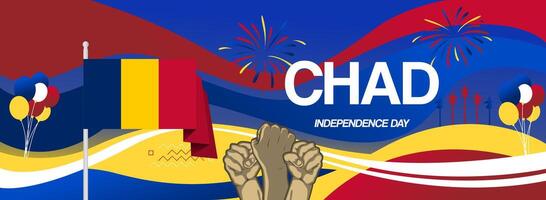 Celebrate Chad's Independence Day with captivating abstract designs in national colors. Versatile for invitations, posters, and presentations, embodying national pride. vector