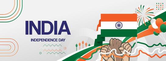 Happy Independence day for India. Template horizontal for greeting national day vector