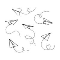 Linear paper airplanes vector