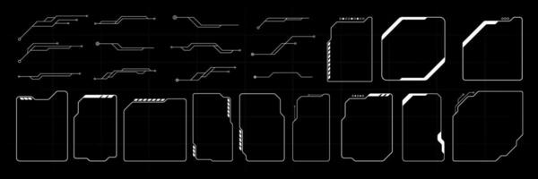 Abstract futuristic frame outline set elements . UI, GUI, KIT Tech graphic shape collection. vector