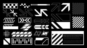 Retro futuristic set elements. Brutalism, streetwear, apparel abstract collection shape. vector