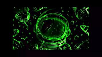 Neon frame effect, Astronaut space-themed mask with stars on black background video