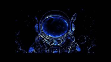 Neon frame effect, Astronaut space-themed mask with stars on black background video