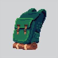 Pixel art illustration Camping Backpack. Pixelated Survival Backpack. Camping Survival Backpack Adventure Icon pixelated for the pixel art game and icon for website and game. old school retro. vector