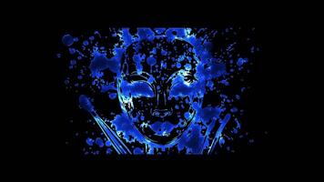 Neon frame effect, Artist mask with paint splashes, brushes, and a palette on black background video