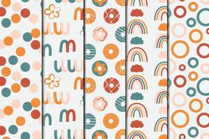 Cute colorful wrapping paper seamless repeat pattern set vector