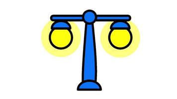 Looping animation of modern double circle street lamp with a graceful, curved pole, adding a contemporary touch to city walkways and promenades video