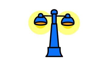 Looping animation of modern double street lamp with a graceful, curved pole, adding a contemporary touch to city park video