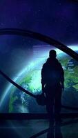 Infographic hologram on the theme of Mars exploration, 3D render. video