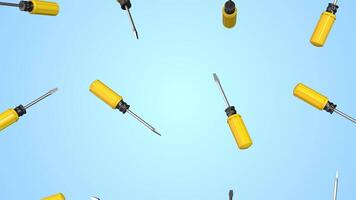 Screwdrivers Falling on a Light Background. Electronics and DIY Projects. 4K video