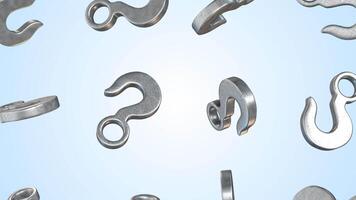 Metal Hooks Falling Animation. Eye Hook for Constructions and Industrial. 4K video