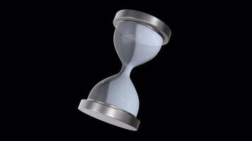 3D Hourglass Rotating on a Transparent Background. Loop. Loading and Waiting Concept. 4K video
