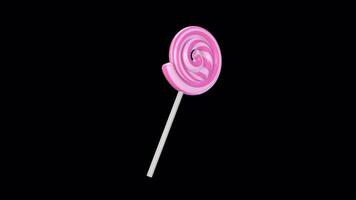 Spiral Lollipop Rotating on a Transparent Background. Seamless Loop. Lollypop. 4K video