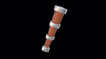 Old Telescope Rotating on a Transparent Background. Seamless Loop. Telescope 3D. 4K video