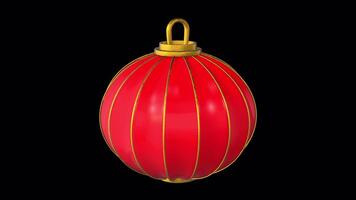 Chinese New Year Lantern Rotating on a Transparent Background. Seamless Loop. 4K video