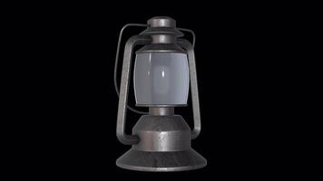 Old Lantern Rotating on a Transparent Background. Seamless Loop. Kerosene Lamp. 4K video