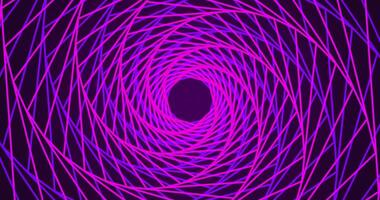 Purple abstract rotating geometry line art video