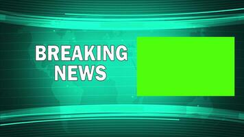 Breaking News Headline Template intro for TV broadcast news show program with 3D breaking news text and badge with slides moving and world map on behind video