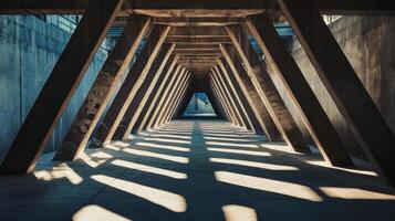 captivating view of triangle steel beams creating dynamic shadows photo