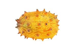 Close-Up of Vibrant Kiwano Melon on White Background photo