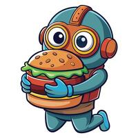 Adorable Cartoon Icon of a Diver Hugging a Burger vector
