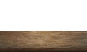 empty wooden table front view isolated on white background. photo