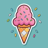 Adorable Cartoon Ice Cream Cone Decked Out with Colorful Sprinkles vector