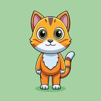 Adorable Standing Cartoon Cat with Smiling Expression vector
