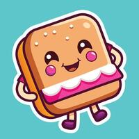Cartoon Ice Cream Sandwich with a Winking Expression and Chocolate Eyes vector