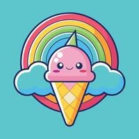 Cartoon Ice Cream Cone Character Chilling Under a Number Two vector