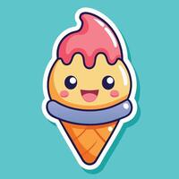 Cartoon Ice Cream Cone with a Wide Grin and Smiling Eyes vector