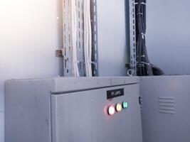 Interior Industry Installation of the main panel control power distribution with shiny light. photo