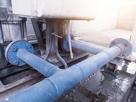 Installation of iron water pipes with welded connection. photo