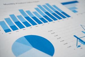 chart or graph paper. Financial, account, statistics and business data concept. photo
